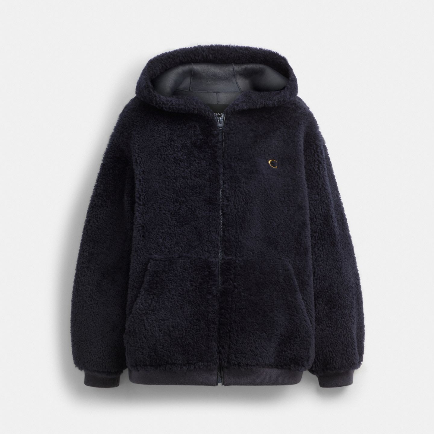 Женское худи Coach Oversized Shearling Zip, цвет: Тёмно-синий — фото 1