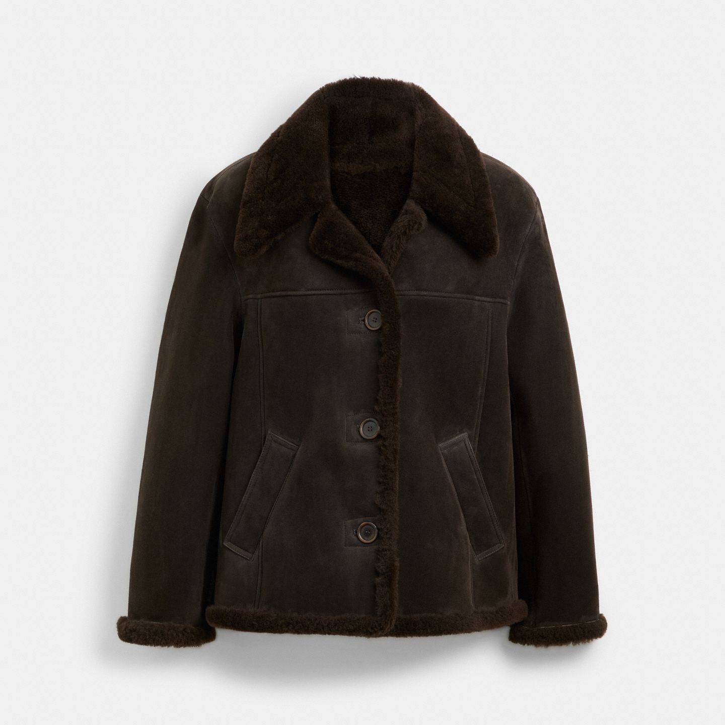 Женское пальто Coach 70's Shearling, цвет: Тёмный шоколадный — фото 1