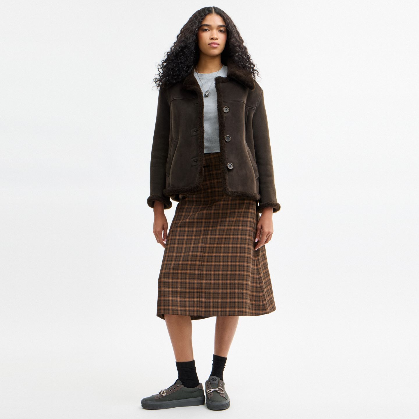 Женское пальто Coach 70's Shearling, цвет: Тёмный шоколадный — фото 2