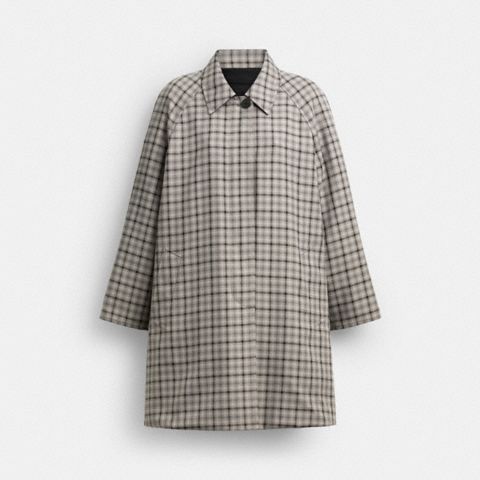 Женские куртки Coach Reversible Balmacaan, цвет: Серый / Разноцветный