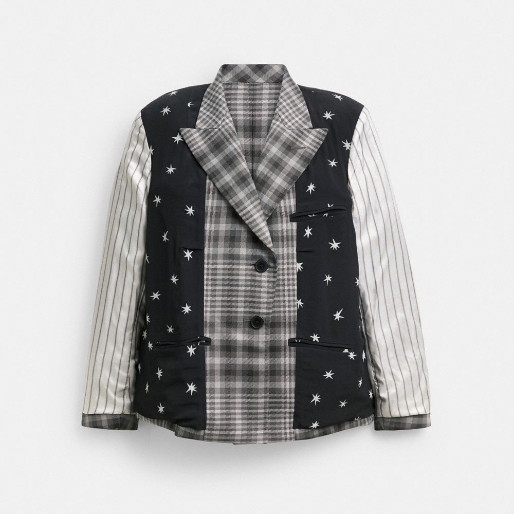 COACH®,Inside Out Blazer,Polyester,Viscose,Blazer,Button,Casual,Black,Front View