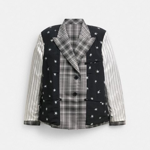 Женский пиджак Coach Inside Out Blazer, цвет: Чёрный / Разноцветный
