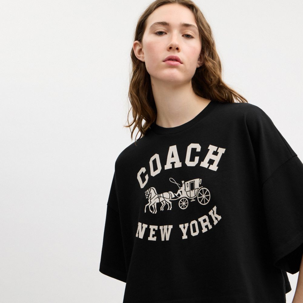 ショート スリーブ ワイド クロップド クルーネック Tシャツ・オーガニック コットン 2