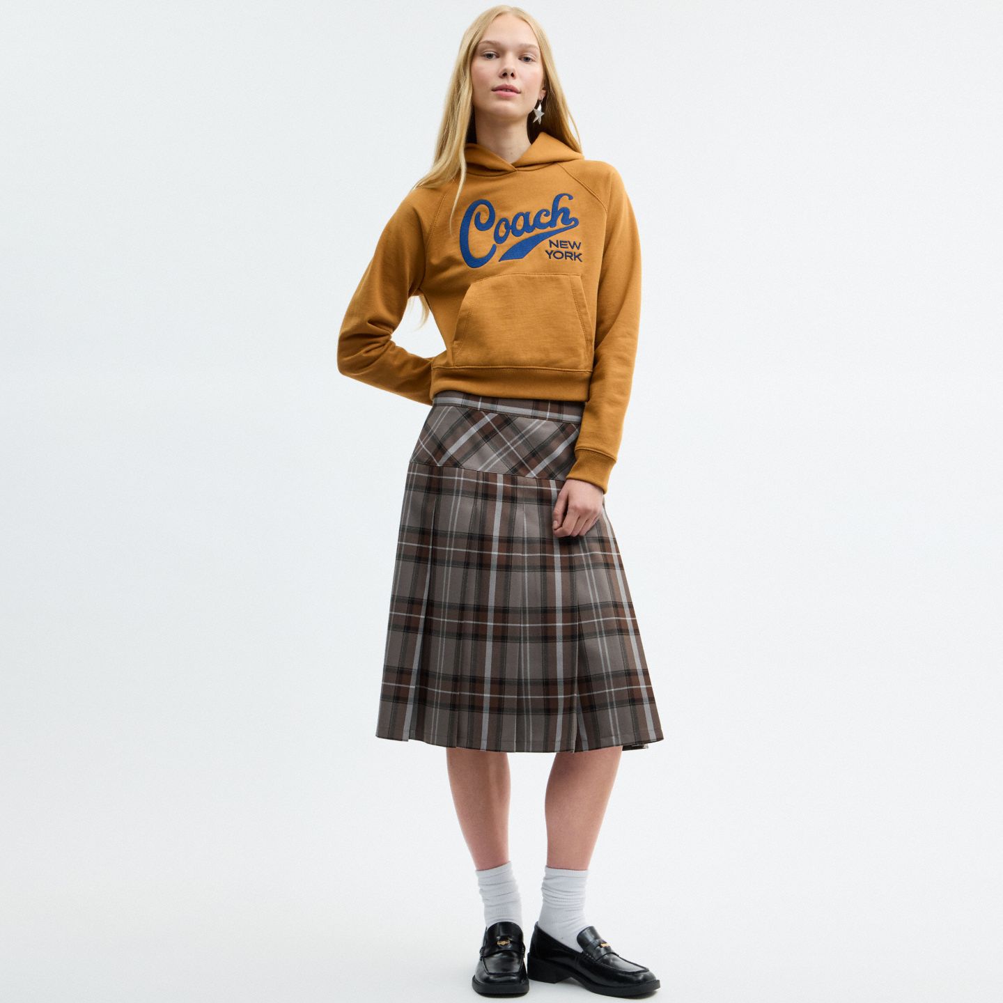 Мужское худи Coach Sporty Script, цвет: Светлый коричневый — фото 2