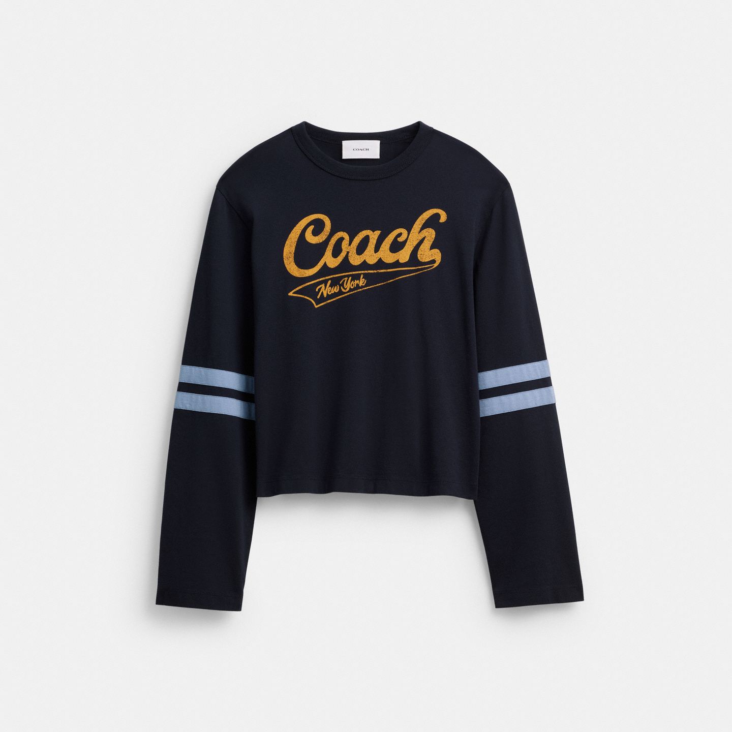 Мужская рубашка Coach Sporty Script Long Sleeve Shirt In Organic Cotton, цвет: Тёмно-синий — фото 1