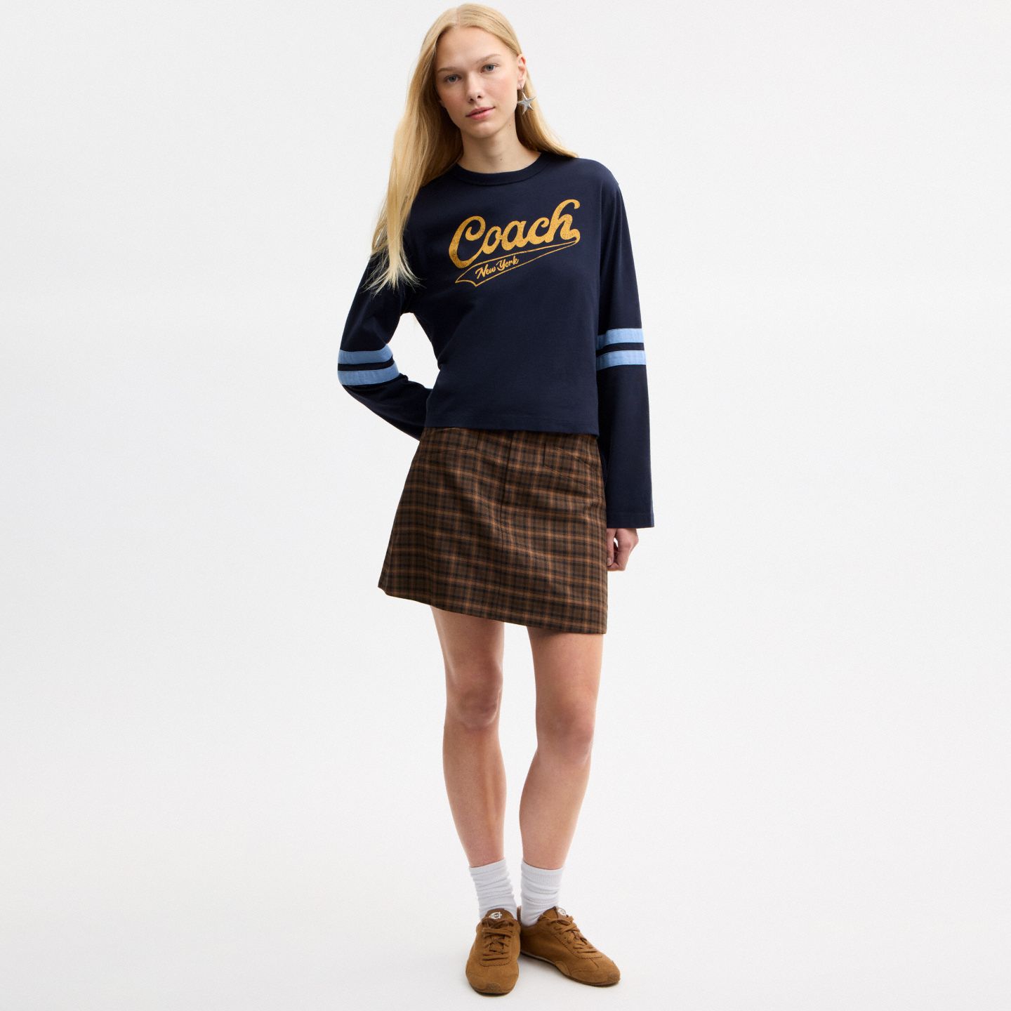 Мужская рубашка Coach Sporty Script Long Sleeve Shirt In Organic Cotton, цвет: Тёмно-синий — фото 2