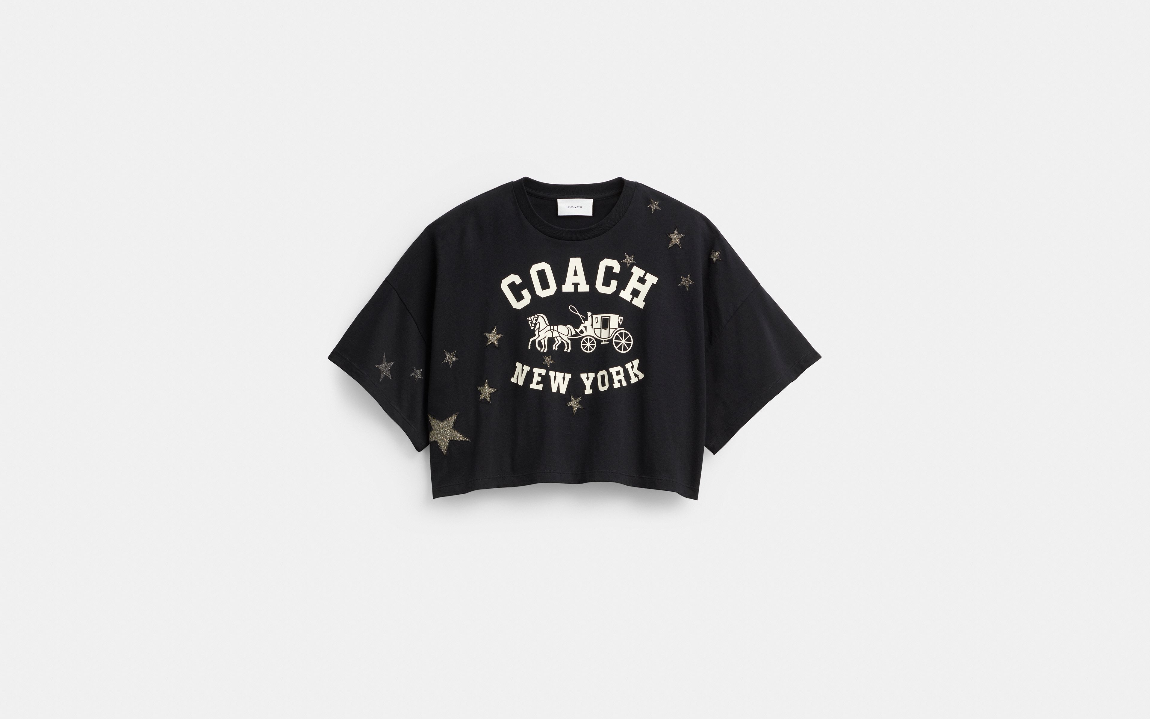 Star Short Sleeve Wide Cropped Crewneck T-Shirt Organic Cotton