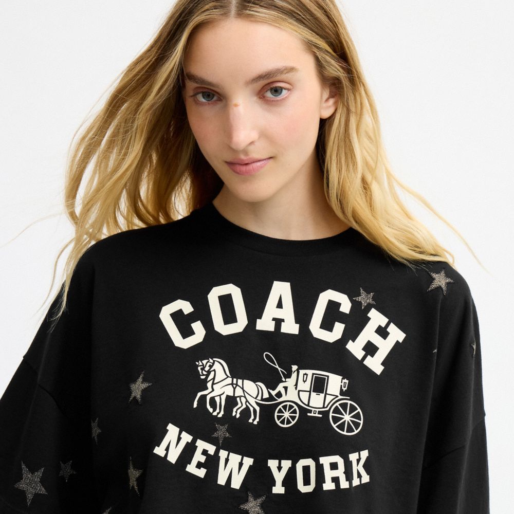 Star Short Sleeve Wide Cropped Crewneck T-Shirt Organic Cotton