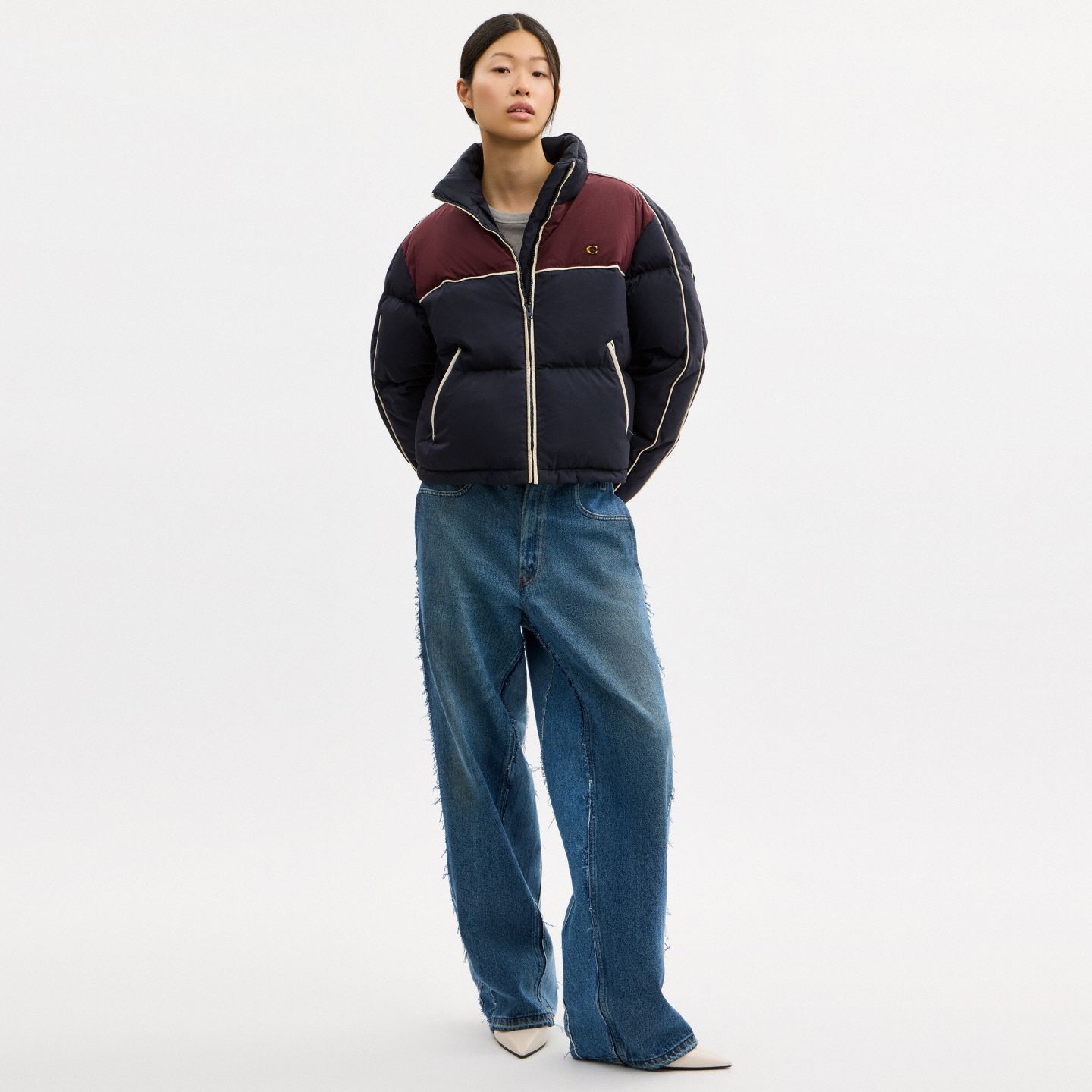 Женская куртка Coach Sporty Heritage Puffer, цвет: Тёмно-синий разноцветный — фото 3