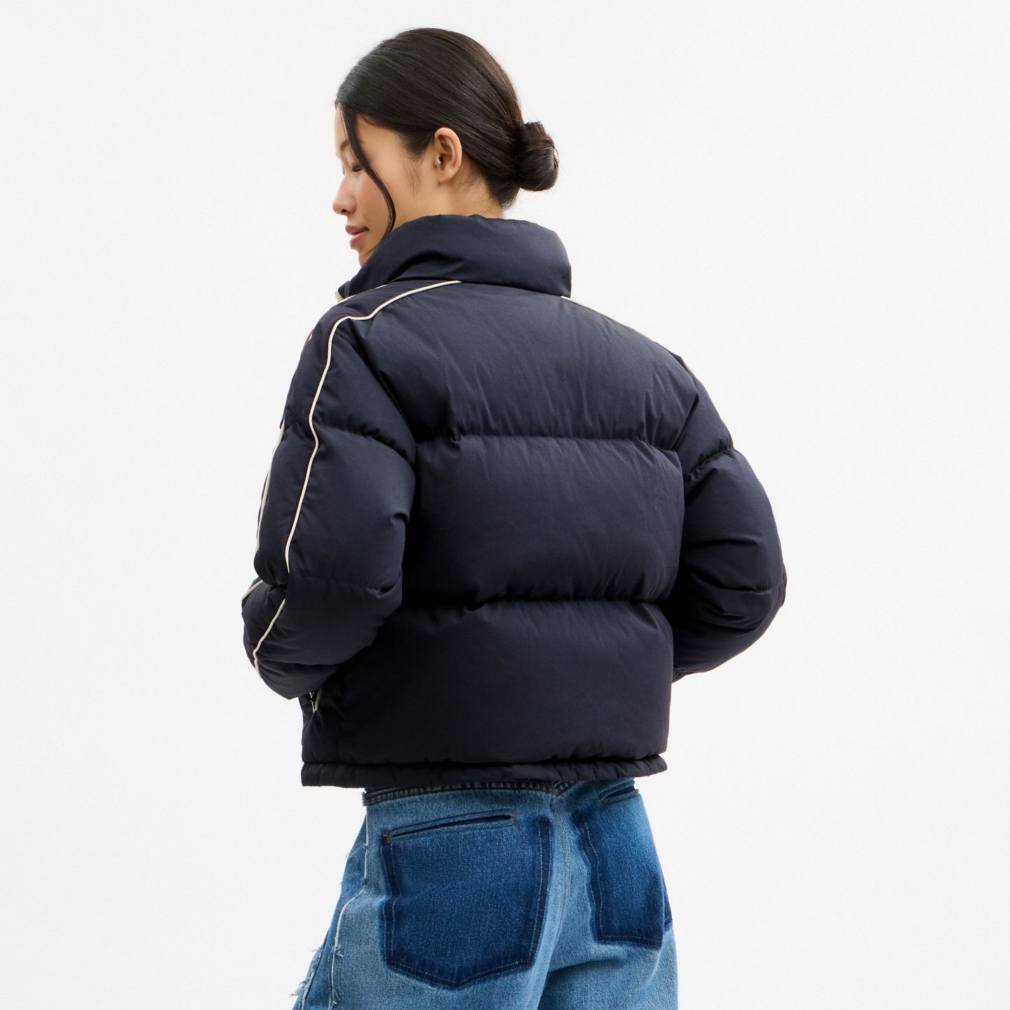 Женская куртка Coach Sporty Heritage Puffer, цвет: Тёмно-синий разноцветный — фото 4
