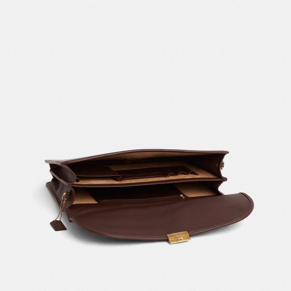 COACH®,Vintage Business Attache Briefcase,Brown,Inside View,Top View