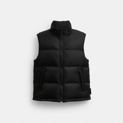 Мужской жилет Coach Tonal Signature Down Vest, цвет: Чёрный