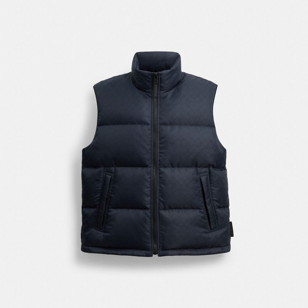 COACH®,TONAL SIGNATURE DOWN VEST,,Front View