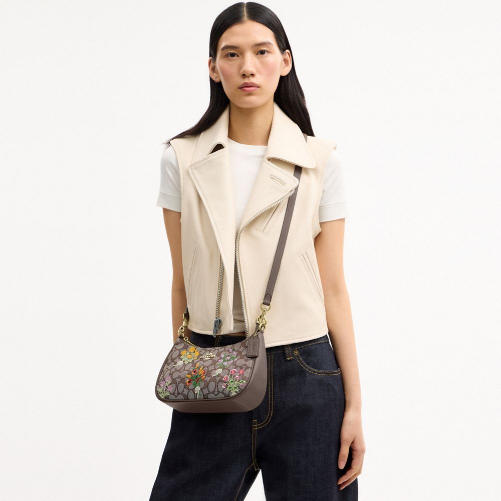 COACH®,Teri Shoulder Bag In Signature Jacquard With Floral Embroidery,