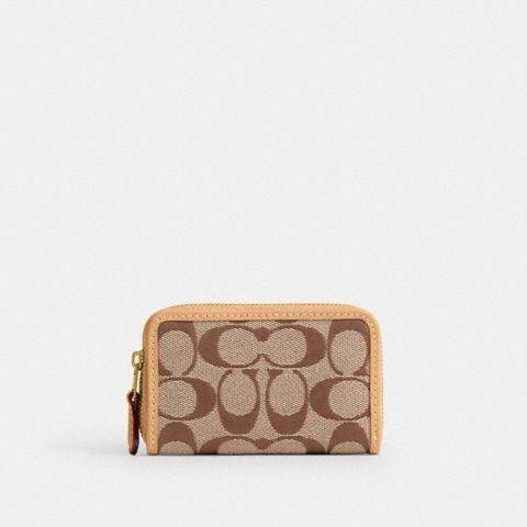 Coach Essential Small Zip Around Card Case In Signature Jacquard
