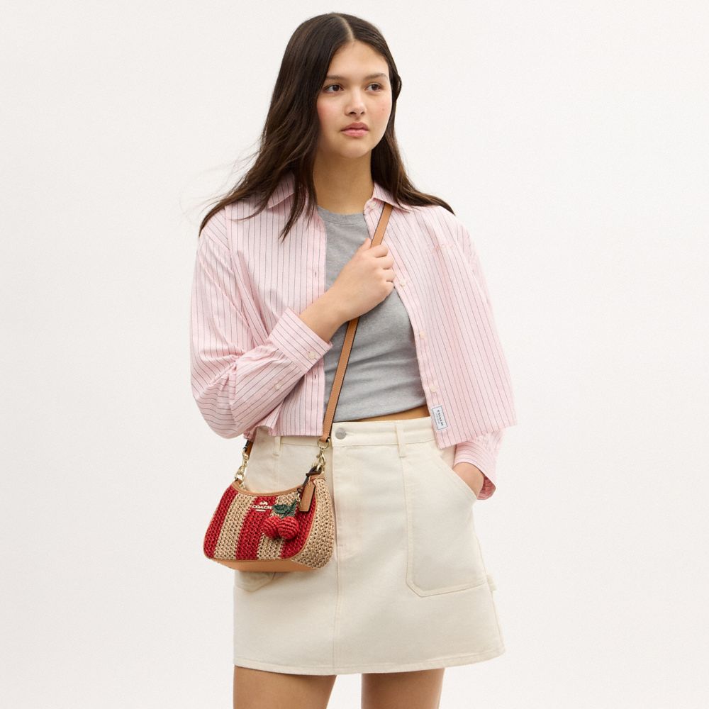 Teri Shoulder Bag With Stripes And Charm