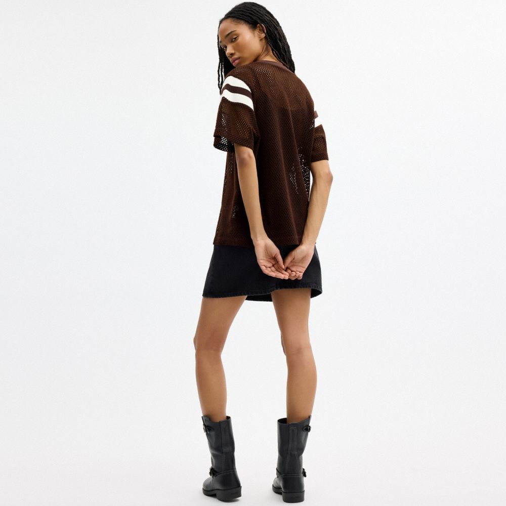 Женские футболки Coach Brain Dead Mesh Football T-Shirt — фото 3
