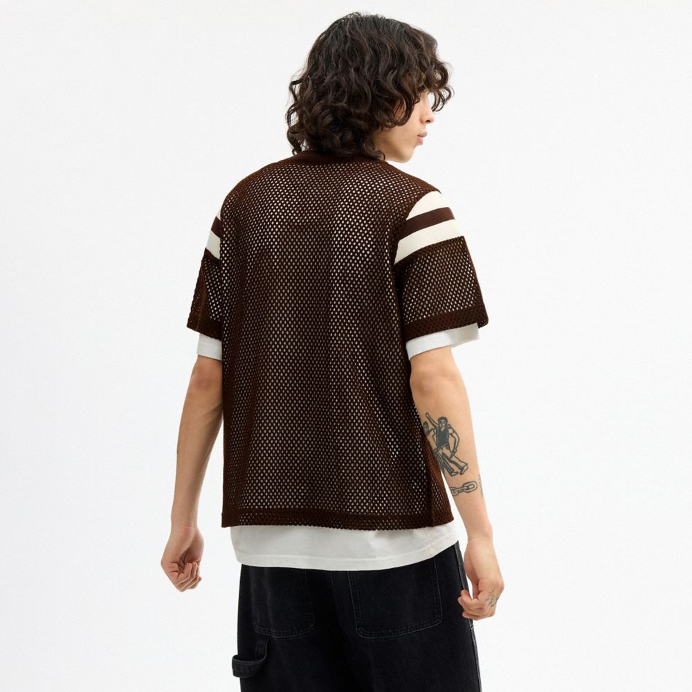Женские футболки Coach Brain Dead Mesh Football T-Shirt — фото 4