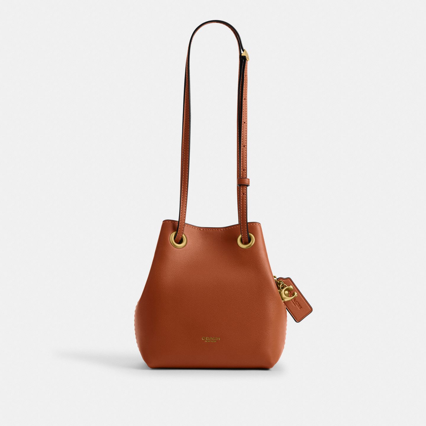 Женская сумка Coach Jade Drawstring, цвет: Латунный / Янтарный коричневый — фото 1