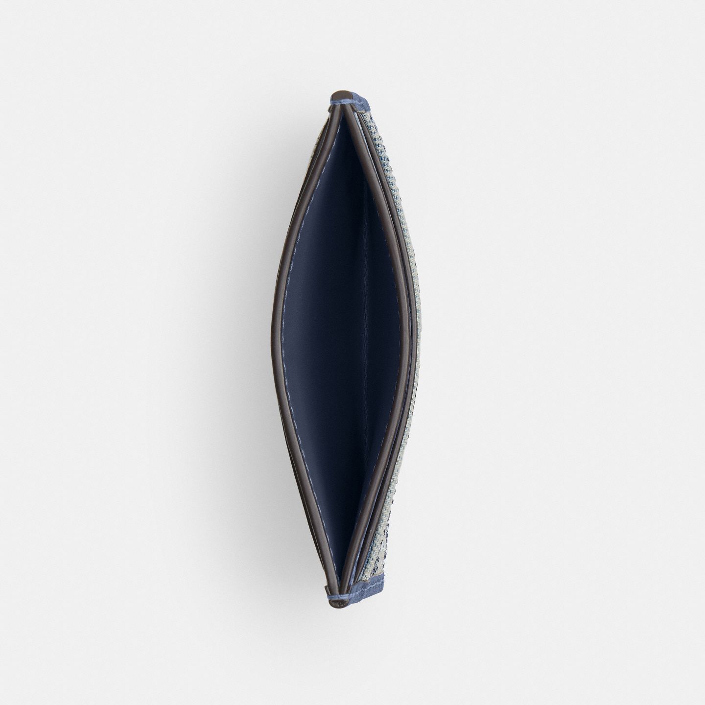 Женский кошелёк Coach Essential Card Case In Regenerative Cotton Denim With Crystal Signature, цвет: Латунный / Джинсовый — фото 3