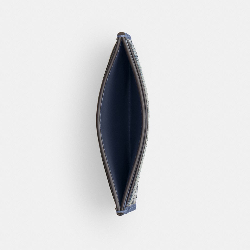 Женские кошельки Coach Essential Card Case In Regenerative Cotton Denim With Crystal Signature — фото 3