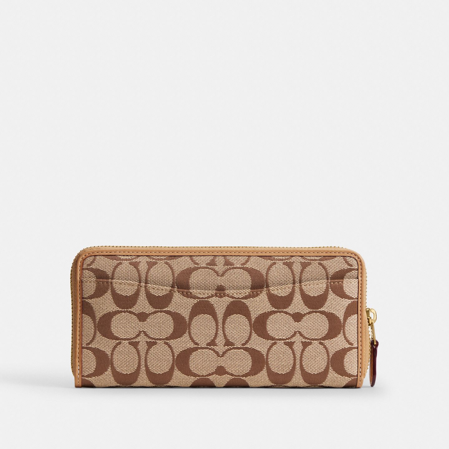 Тонкий кошелёк-гармошка на молнии Coach Essential из жаккарда Signature, цвет: Латунный / Хаки персиковый — фото 2