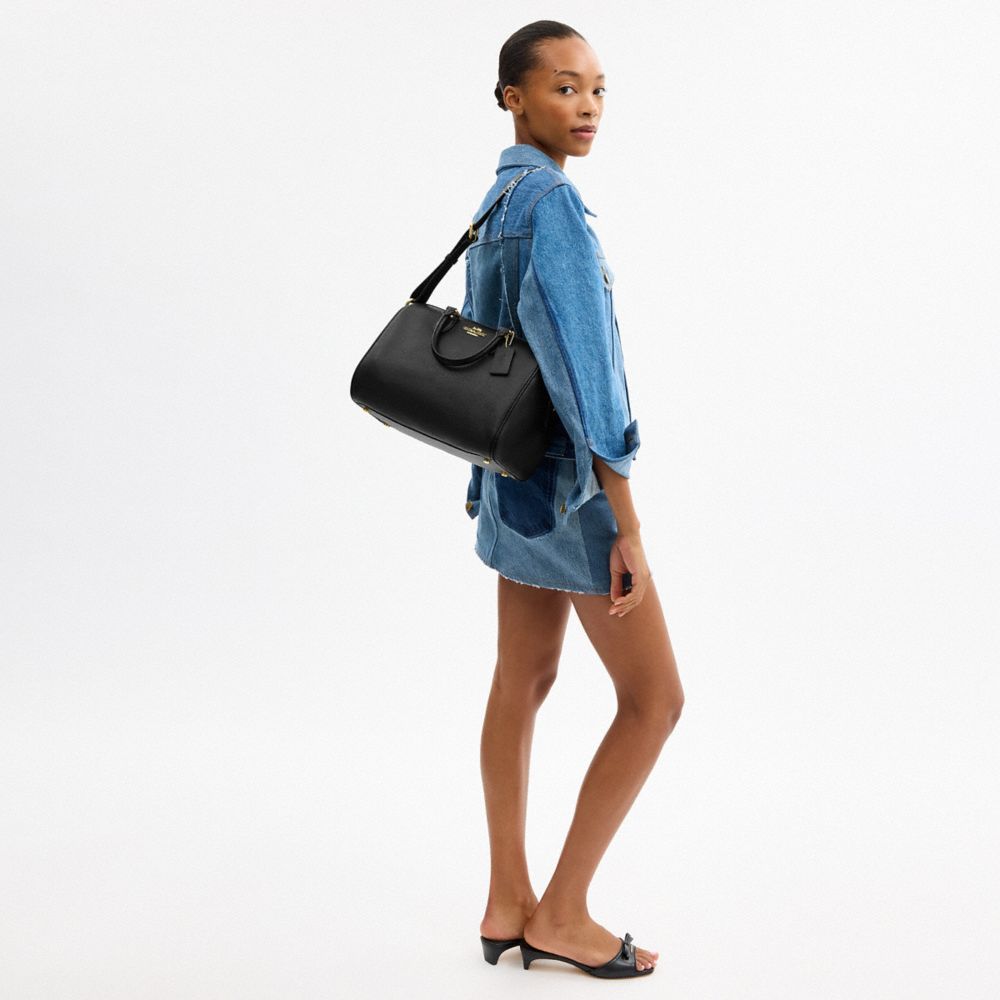 COACH®,Cuir galet,Doré/Noir,Detail View