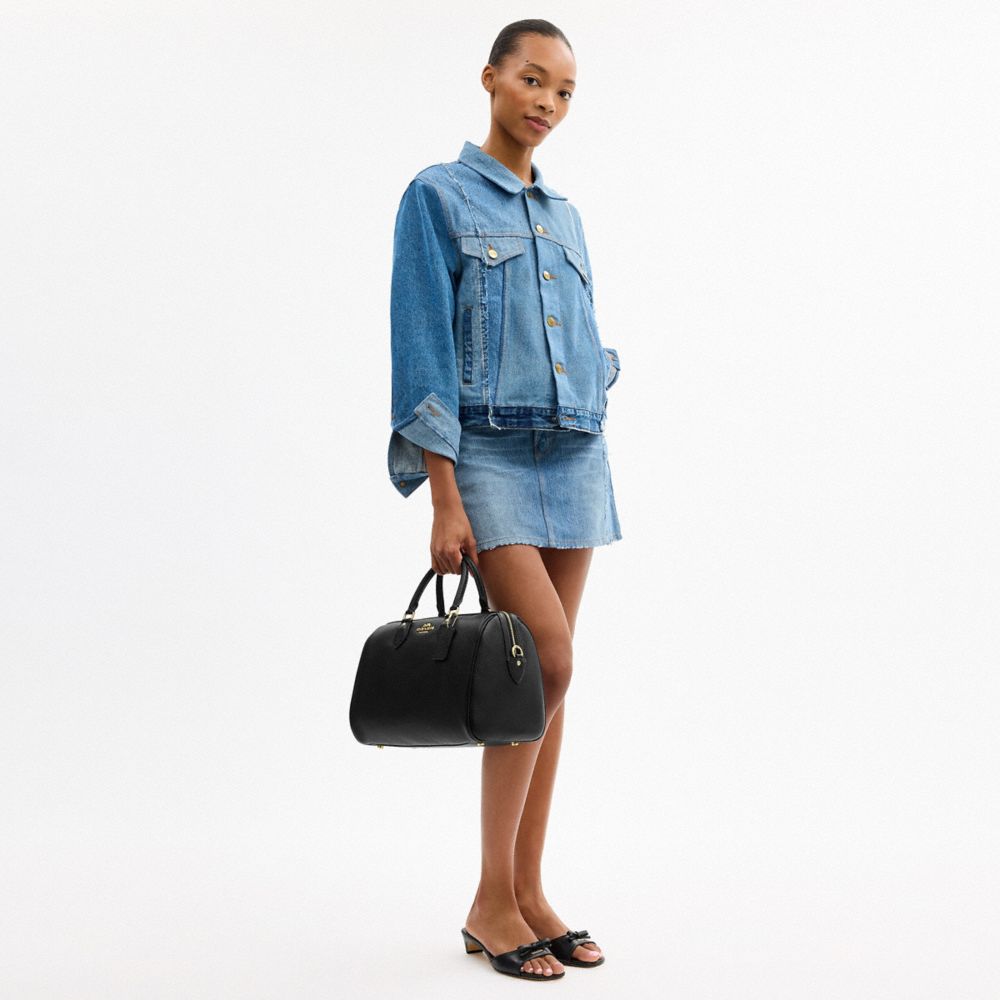 COACH®,Cuir galet,Doré/Noir,Detail View