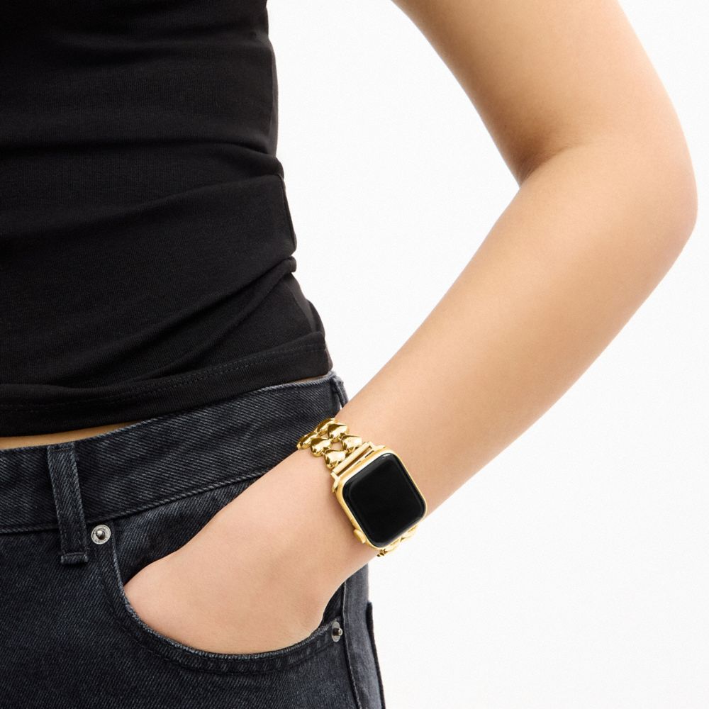 COACH®,Apple Watch® Strap, 38 Mm, 40 Mm And 41 Mm,Digital,Metal Material,Crystal,Gem Embellishment,Compatible App,Casual,,Detail View