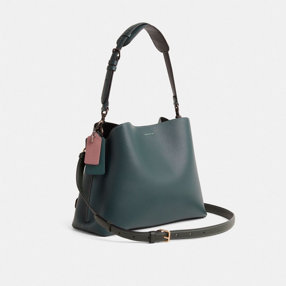COACH®,Upcrafted Willow Shoulder Bag In Colorblock,,Angle View