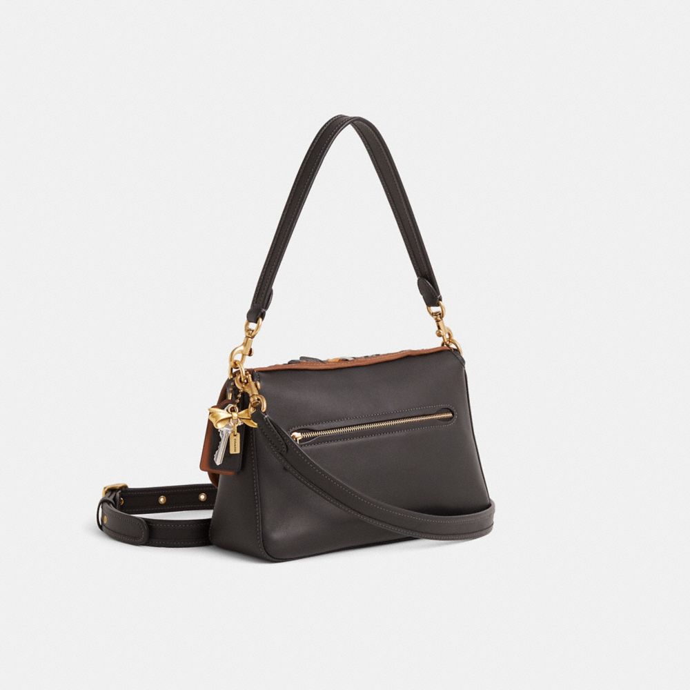 COACH®,Upcrafted Soft Tabby Shoulder Bag,Black,Angle View