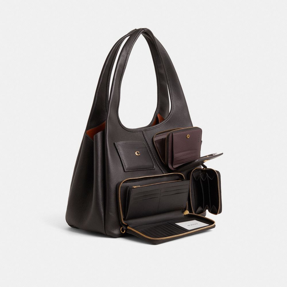 COACH®,Upcrafted Lana Shoulder Bag,Black,Angle View