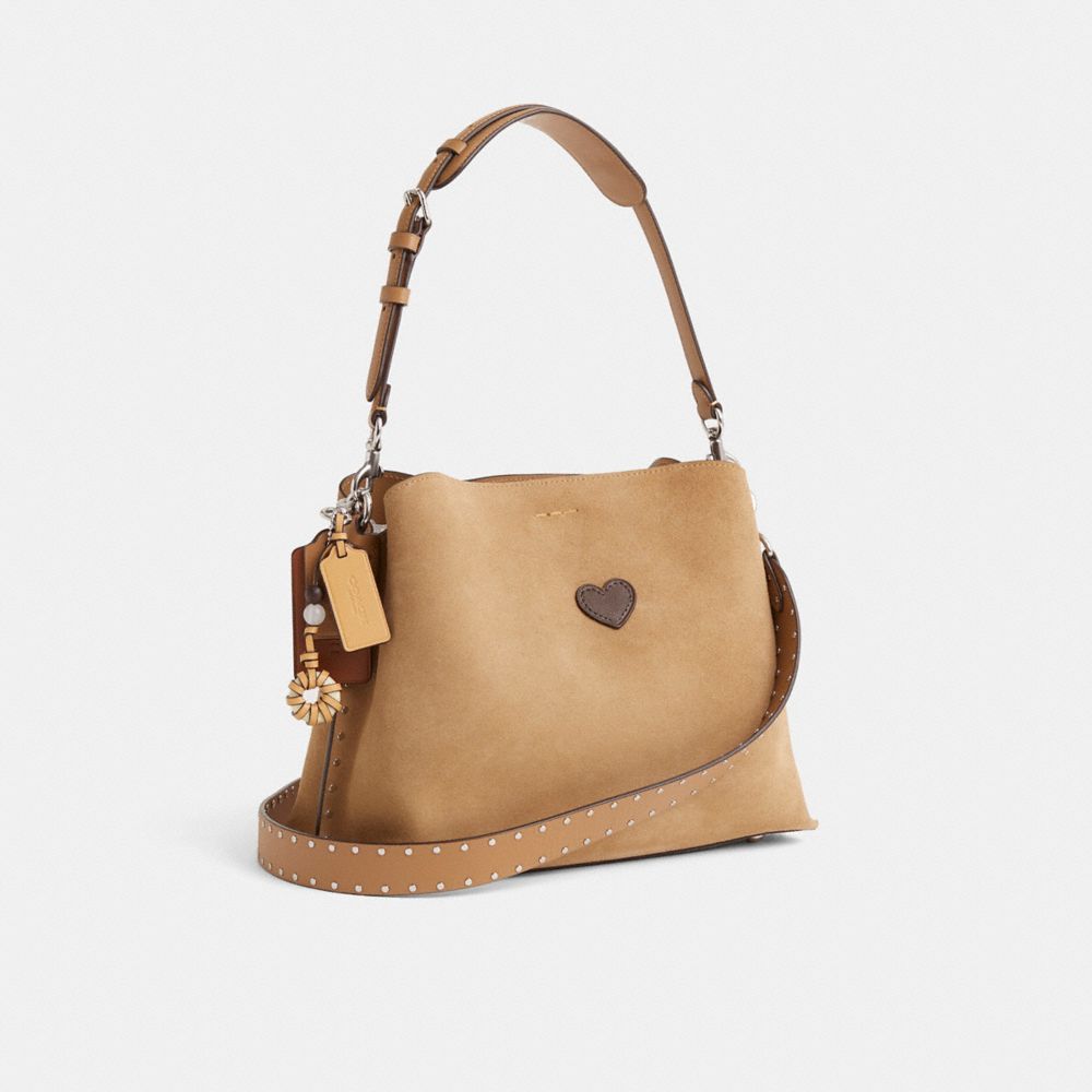 COACH®,Upcrafted Willow Shoulder Bag With Rivets,,Angle View
