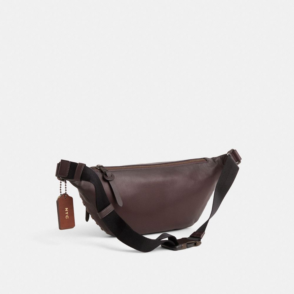COACH®,Upcrafted Rivington Belt Bag,Brown,Angle View