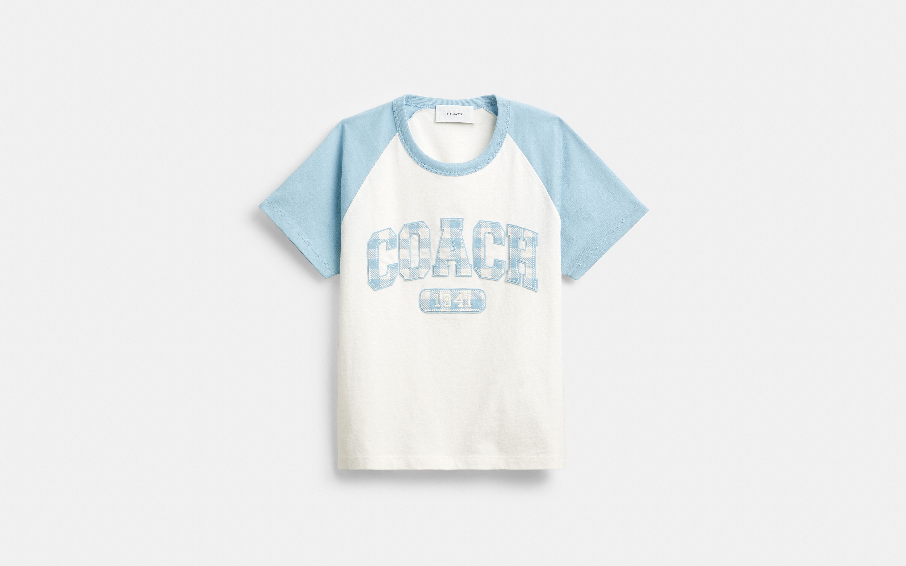 Gingham Sporty Raglan T-Shirt Organic Cotton