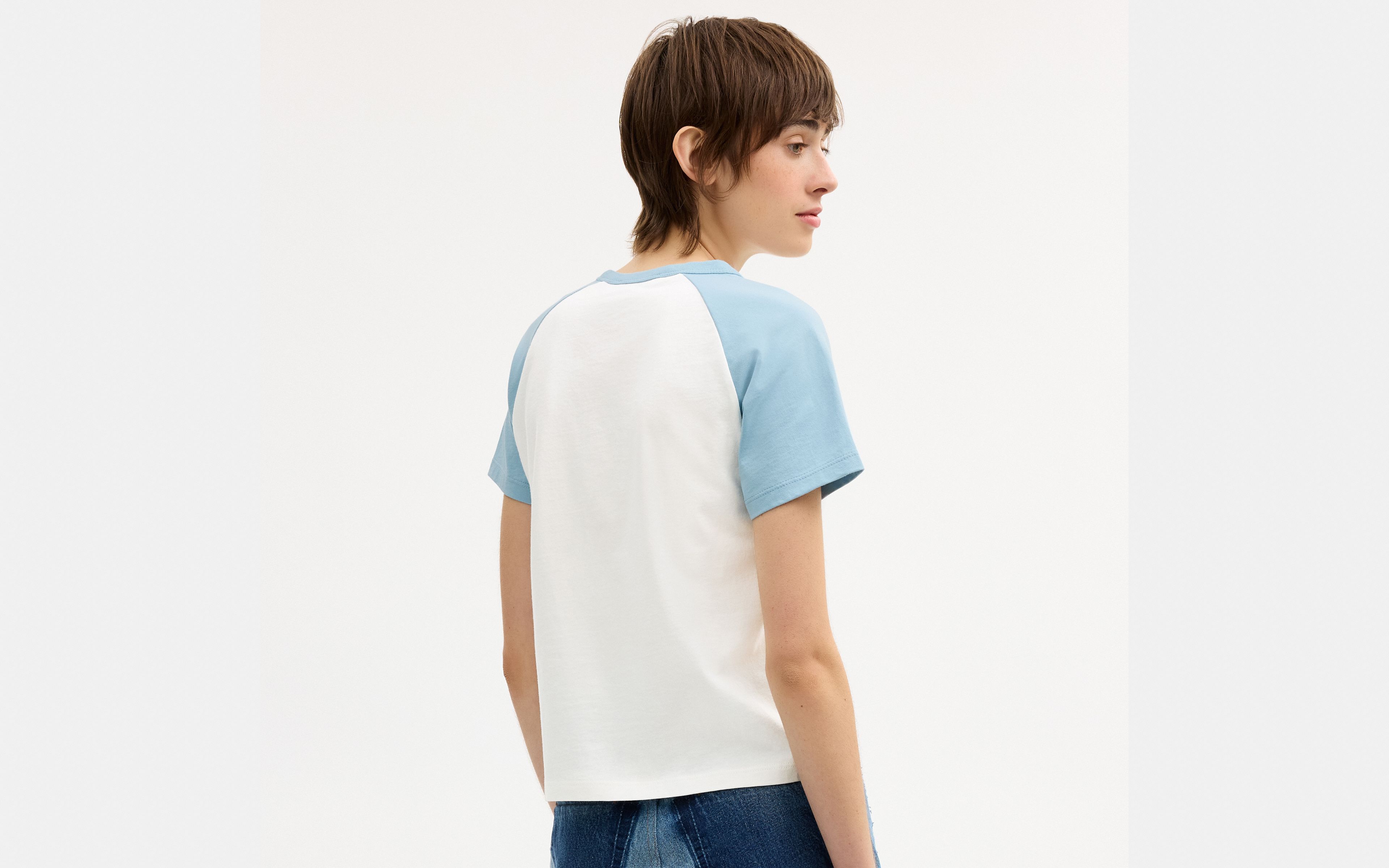 Gingham Sporty Raglan T-Shirt Organic Cotton