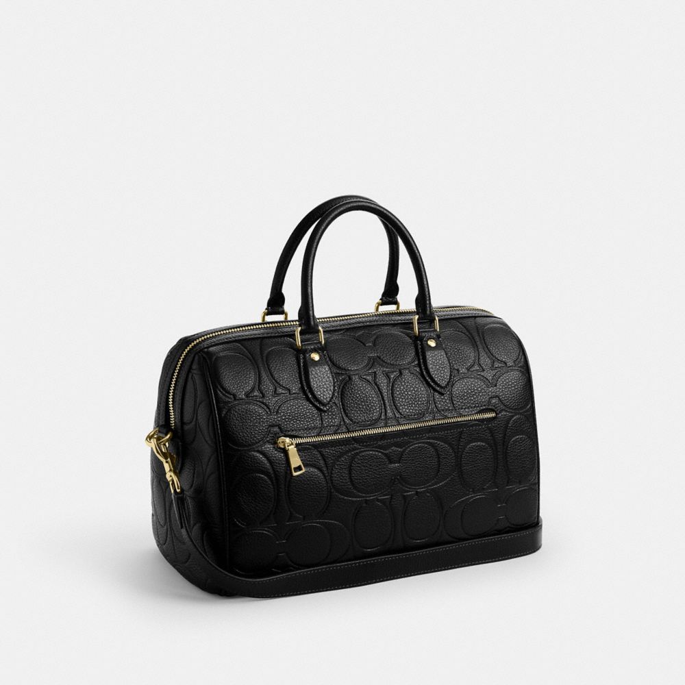 COACH®,Rowan Large Satchel Bag In Signature Leather,,Angle View