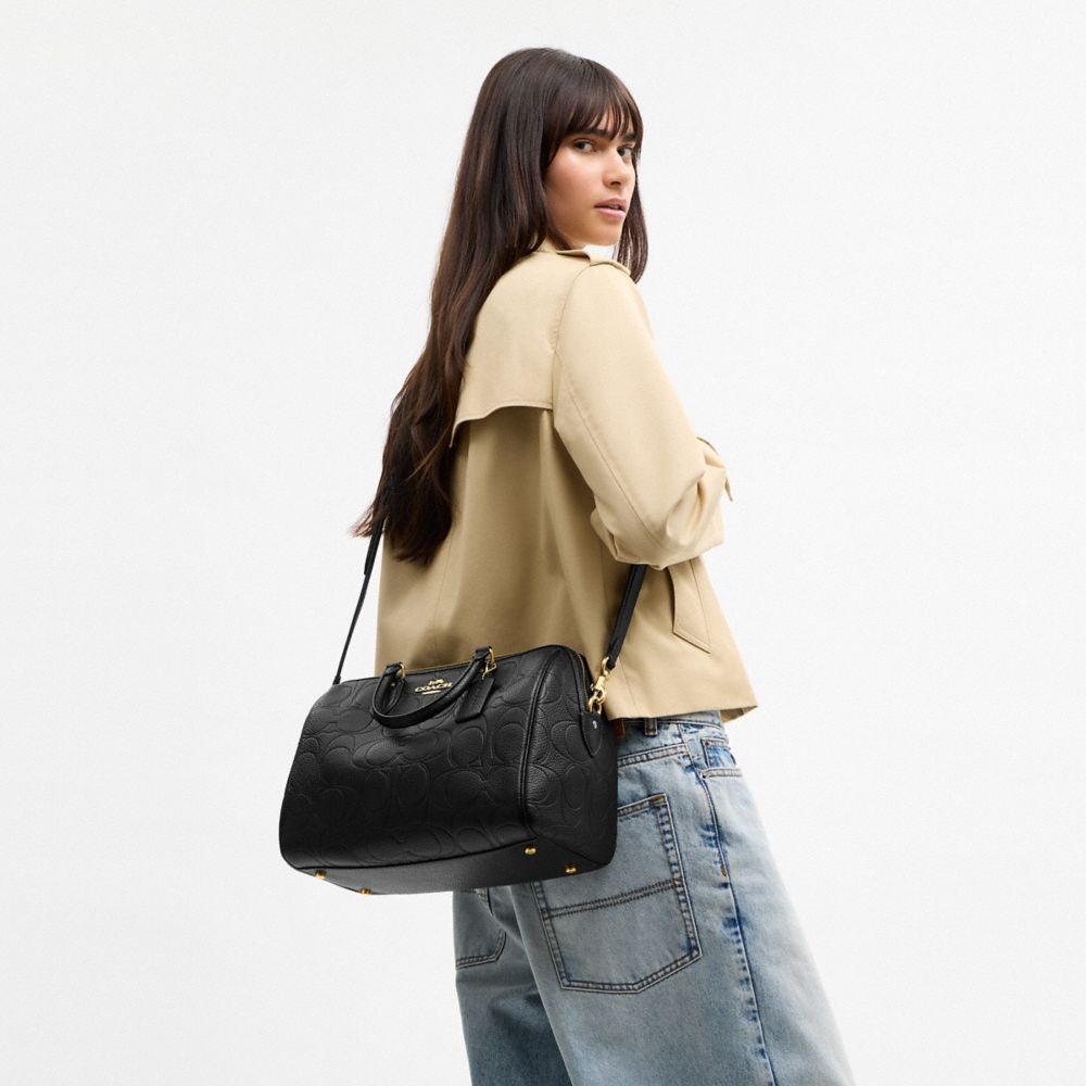 COACH®,Rowan Large Satchel Bag In Signature Leather,