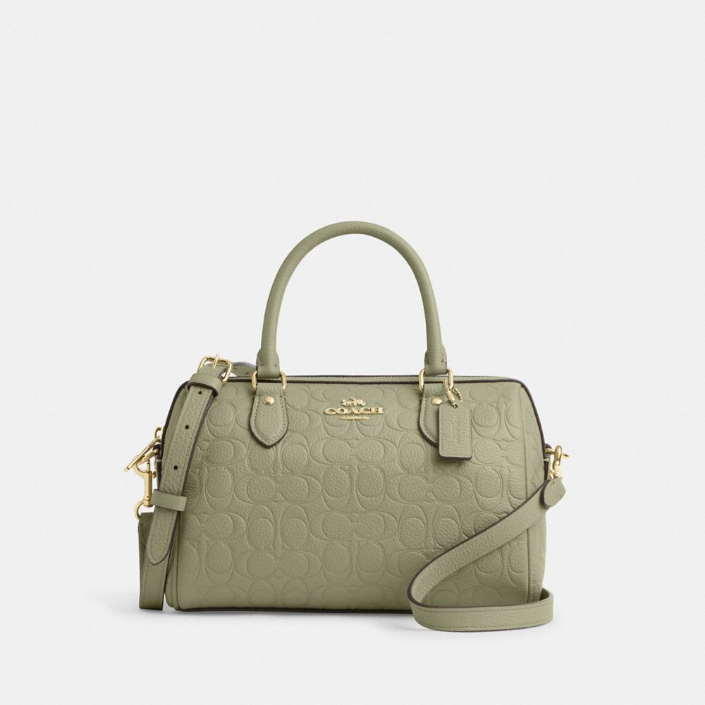 COACH®,Rowan Satchel Bag In Signature Leather,,Front View