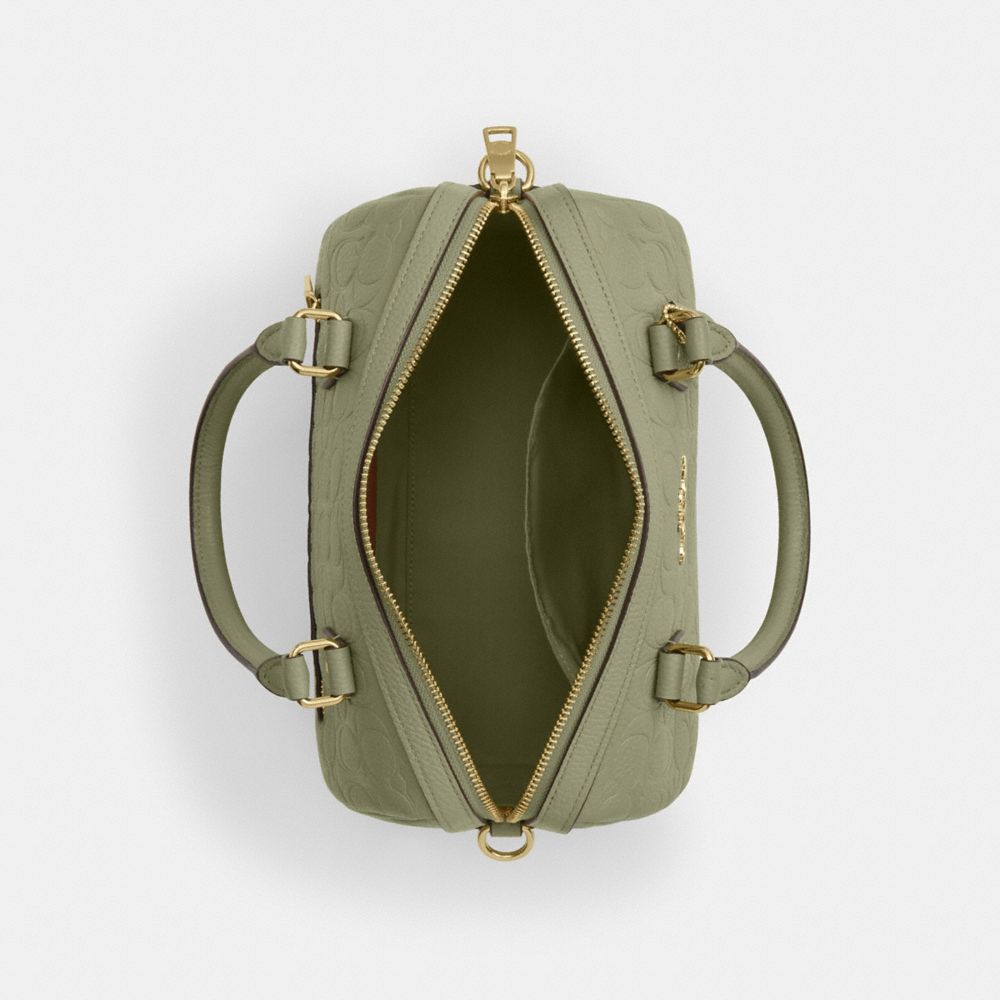 COACH®,Rowan Satchel Bag In Signature Leather,,Inside View,Top View