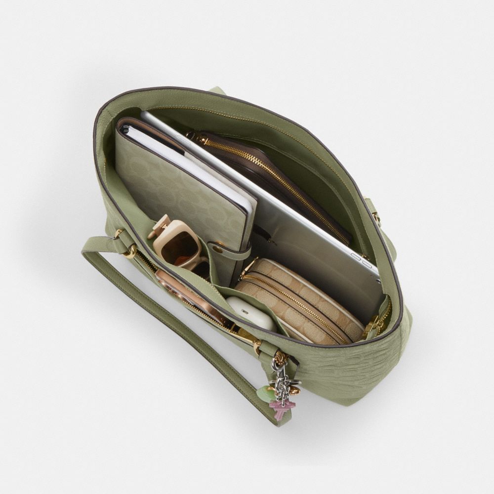 COACH®,Station Tote Bag In Signature Leather,,Inside View,Top View