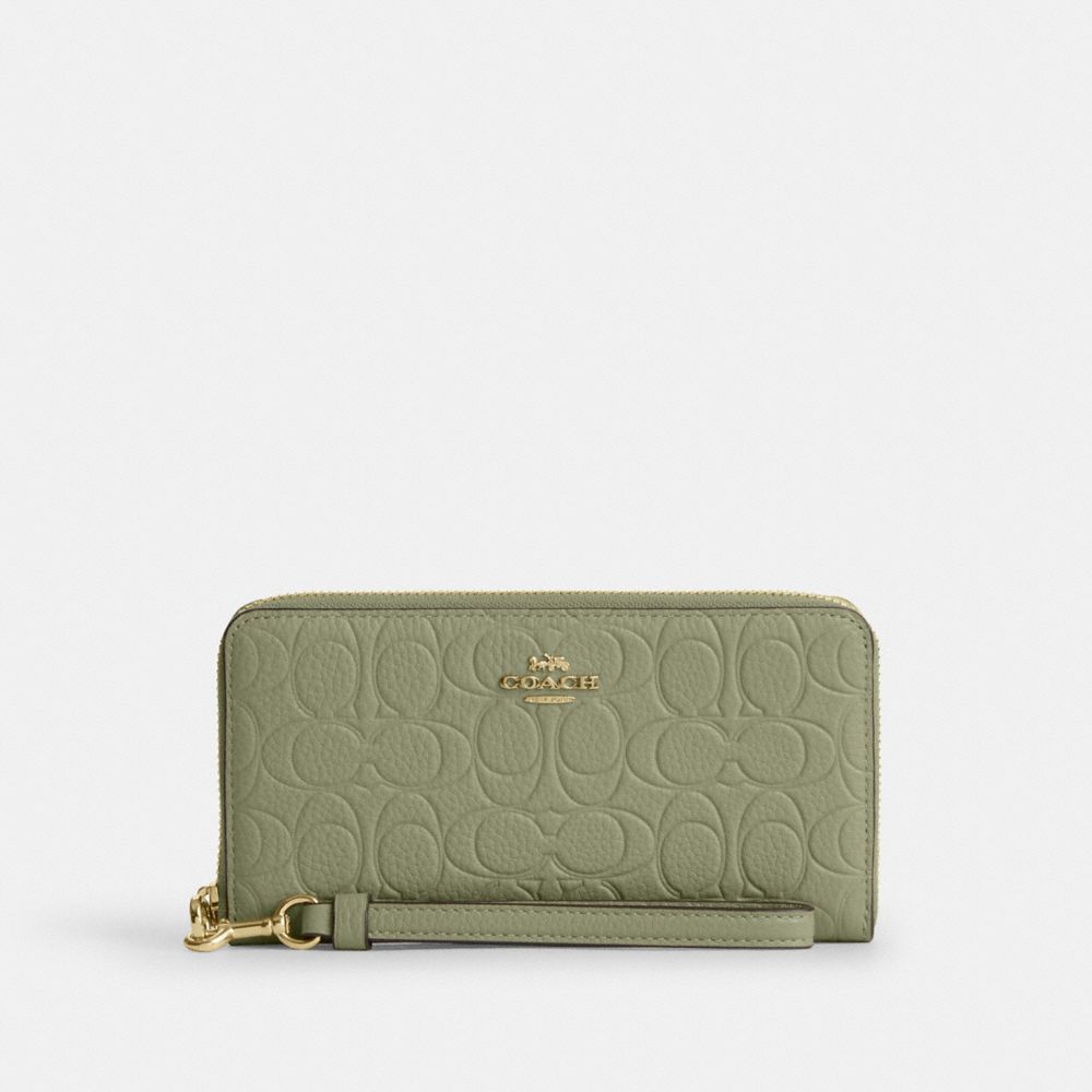 COACH&reg;,Long Zip Around Wallet In Signature Leather,,Front View
