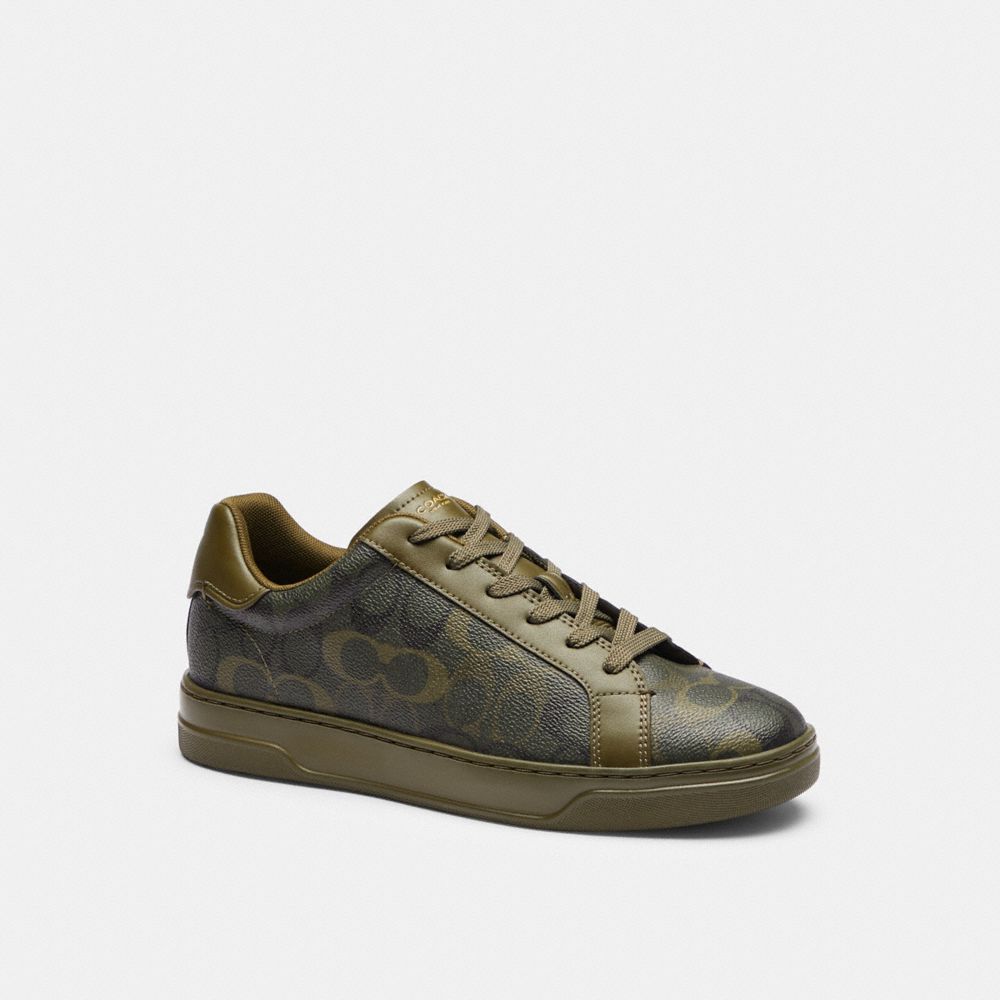 COACH®,High Line Sneaker In Signature Camo Print,,Front View