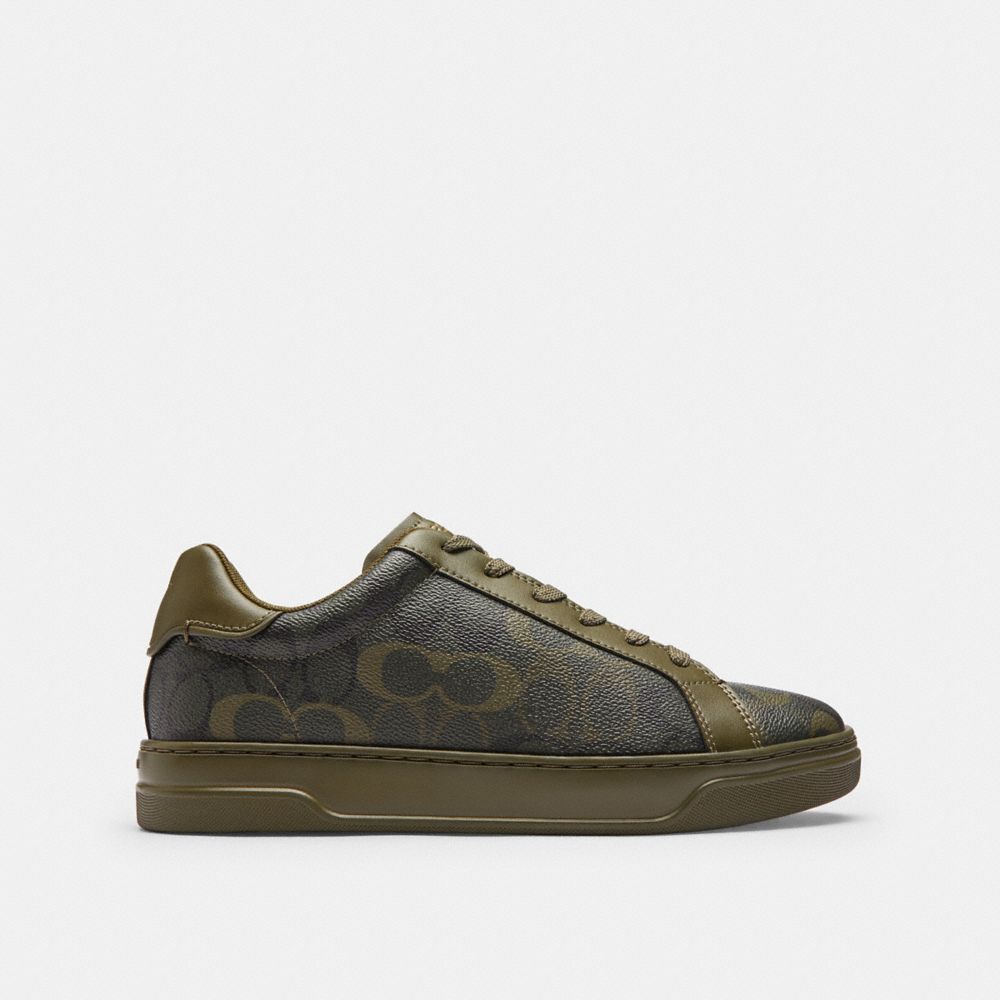 COACH®,High Line Sneaker In Signature Camo Print,,Angle View
