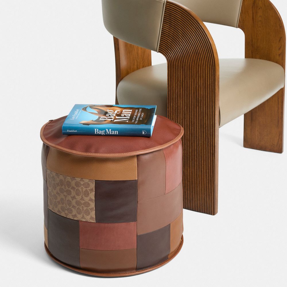 COACH®,Remade Pouf,Brown,Inside View,Top View