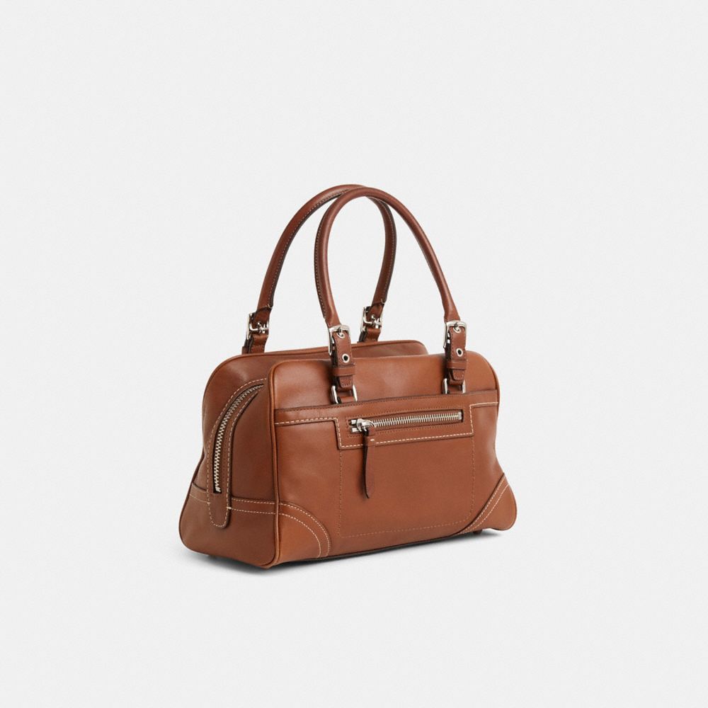 COACH®,Upcrafted Vintage Hamptons Satchel,Brown,Angle View