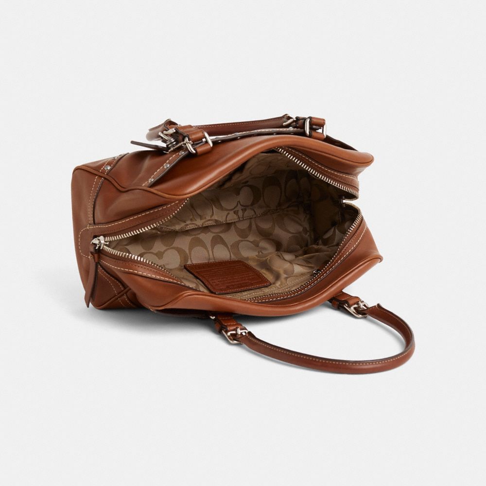 COACH®,Upcrafted Vintage Hamptons Satchel,Brown,Inside View,Top View