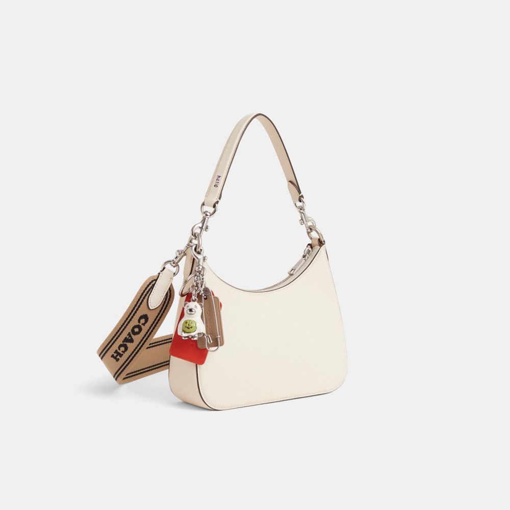 COACH®,Upcrafted Hobo Crossbody Bag,White,Angle View