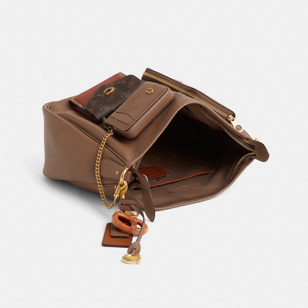 COACH®,Upcrafted Cary Shoulder Bag,Brown,Inside View,Top View