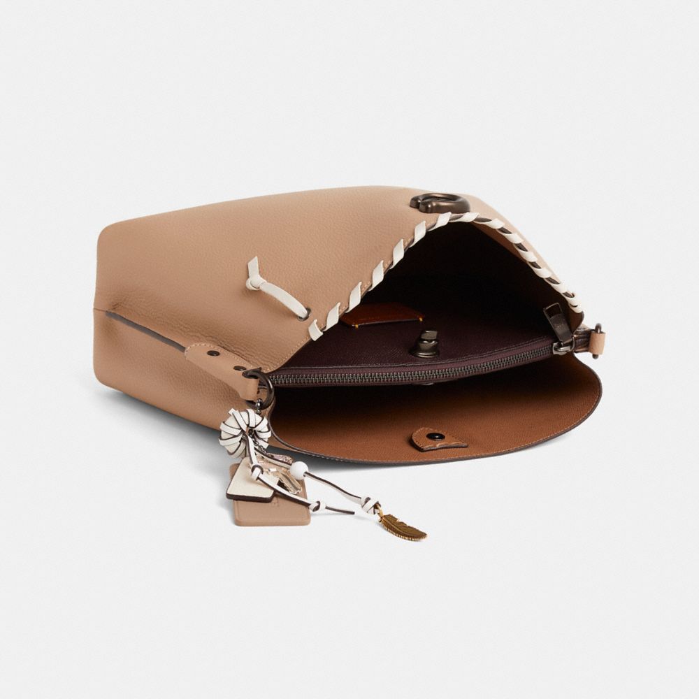 COACH®,Upcrafted Willow Shoulder Bag In Colorblock,Taupe,Inside View,Top View